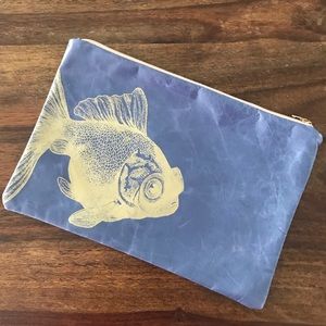 ❌SOLD❌Blue Leather Cosmetics Pouch